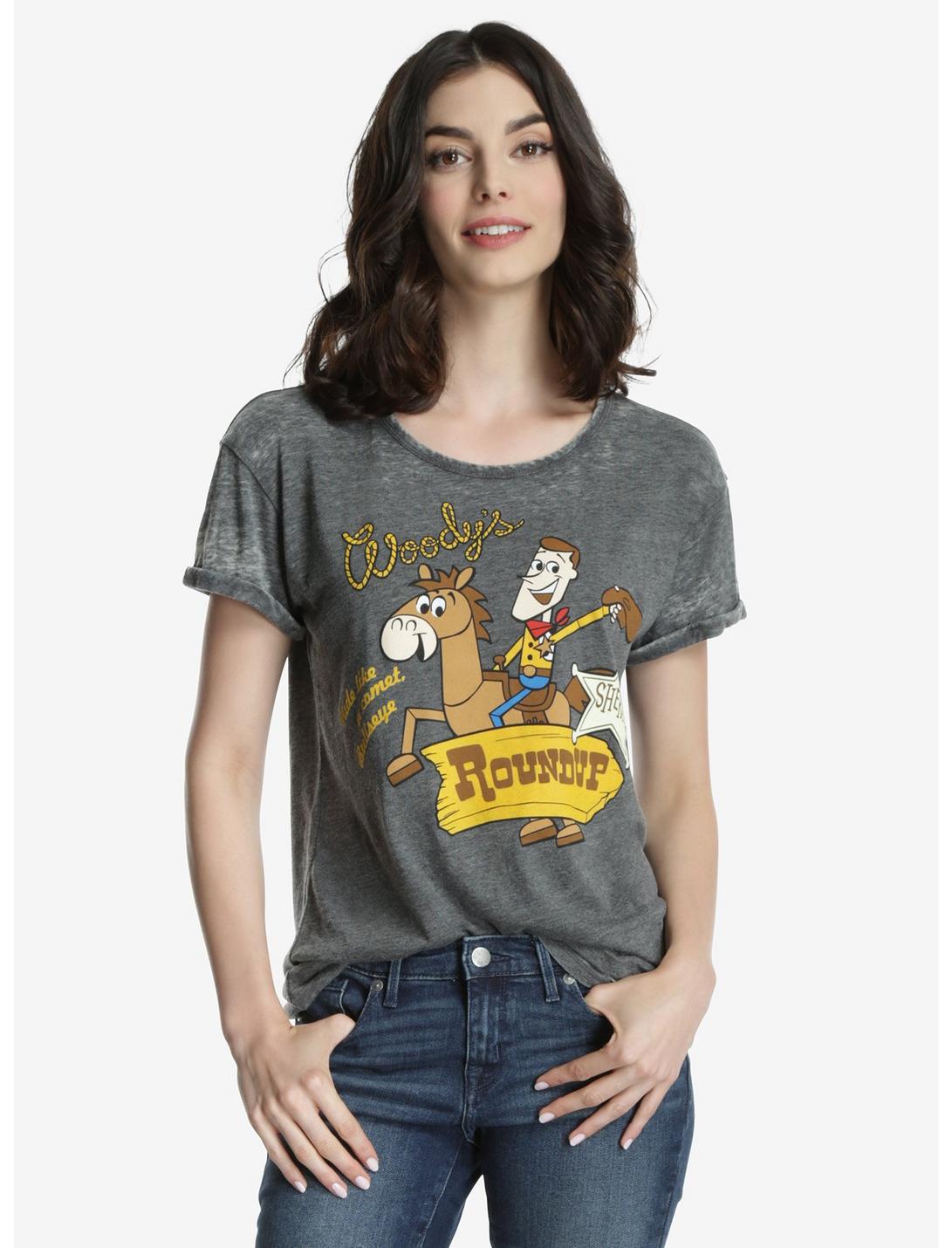Disney Toy Story Woody’s Roundup Womens Tee, CHARCOAL, hi-res