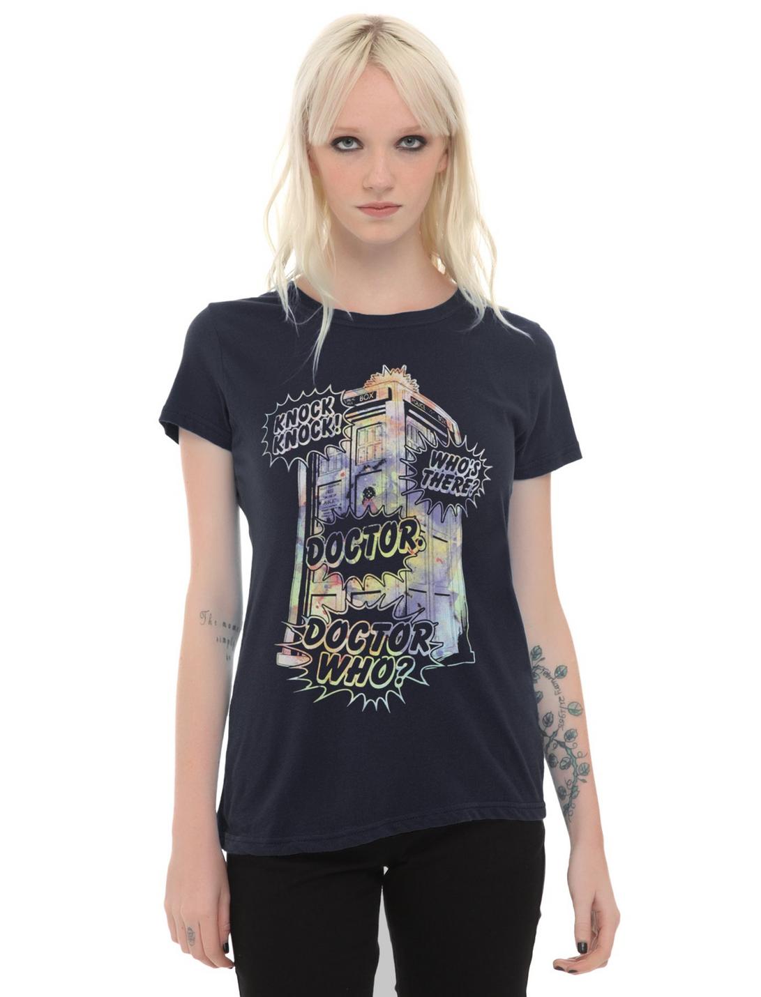 Doctor Who Watercolor TARDIS Girls T-Shirt, NAVY, hi-res