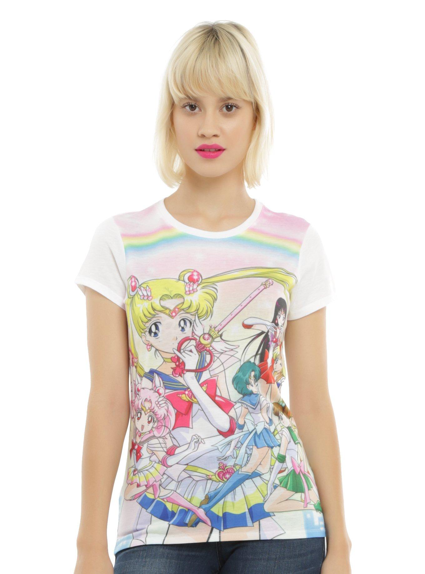 Sailor Moon Group Rainbow Sublimation Girls T-Shirt | Hot Topic