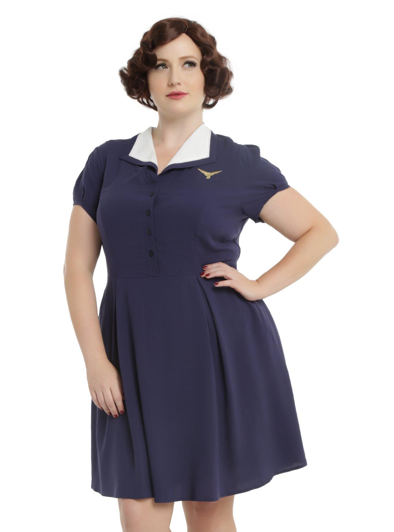 Her Universe Women Of Marvel Agent Carter Shirt Dress Plus Size, BLUE, hi-res