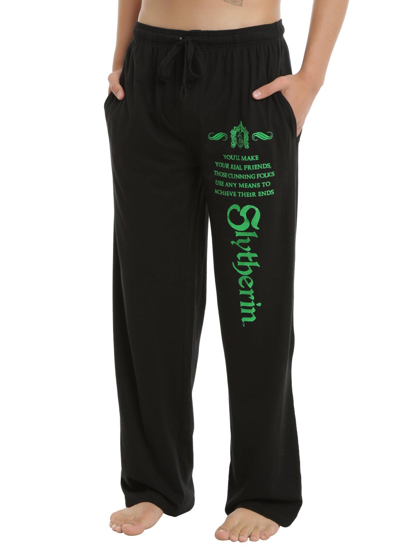 Harry Potter Slytherin Foil Men's Pajama Pants, BLACK, hi-res