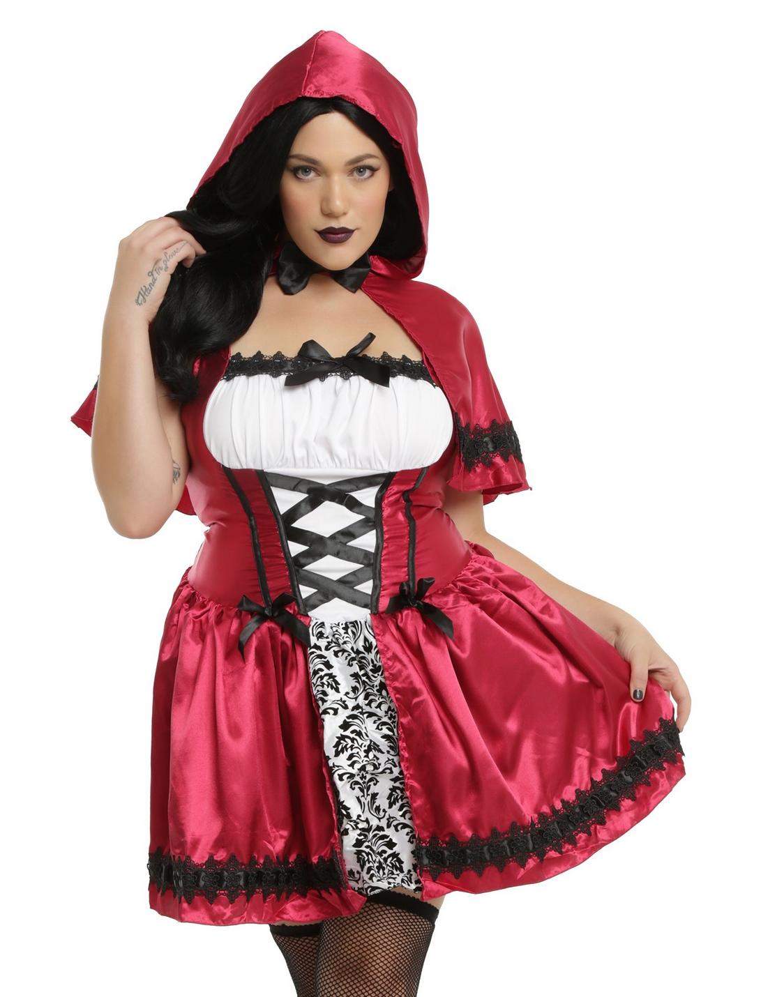 Dark Red Riding Hood Costume Plus Size, RED, hi-res