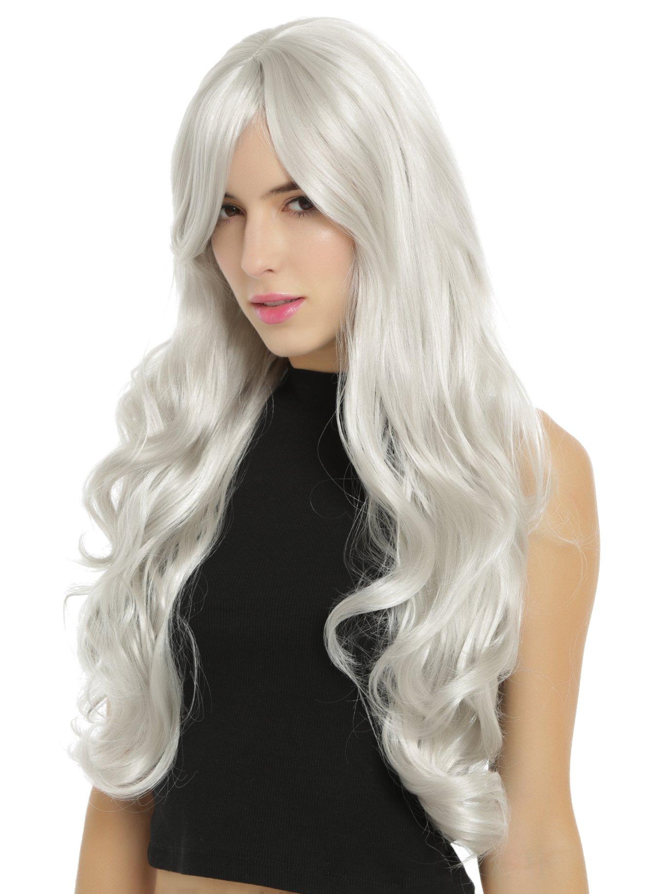 Long Wavy Grey Wig, , hi-res