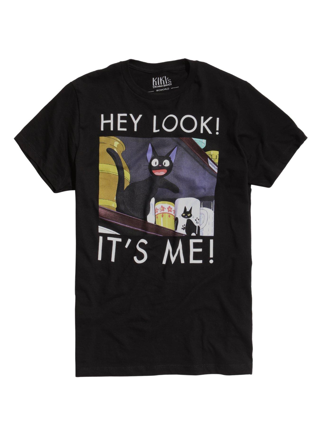 Studio Ghibli Kiki's Delivery Service Jiji Hey Look It's Me T-Shirt, BLACK, hi-res