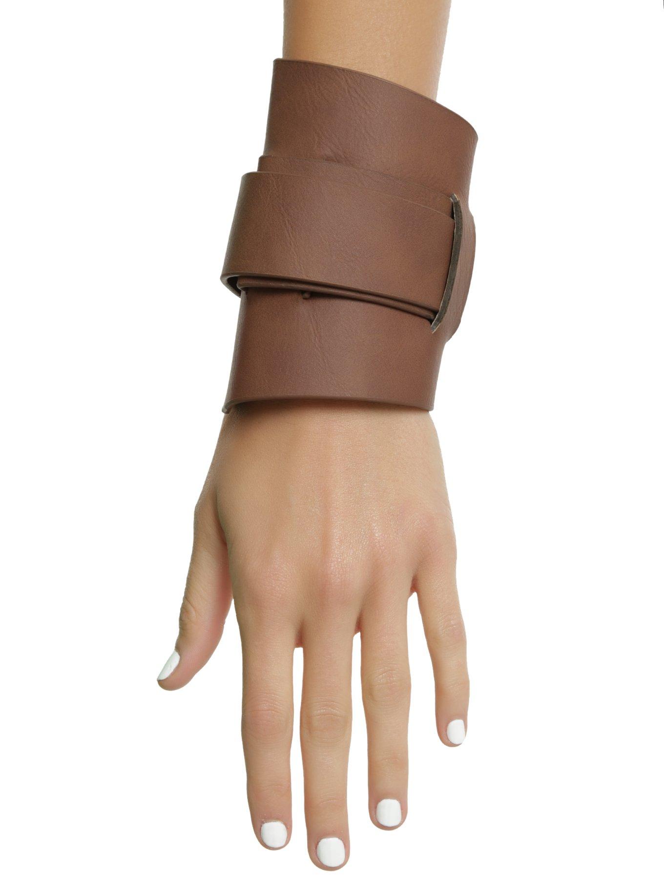 Brown Faux Leather Cosplay Wrist Cuff, , hi-res