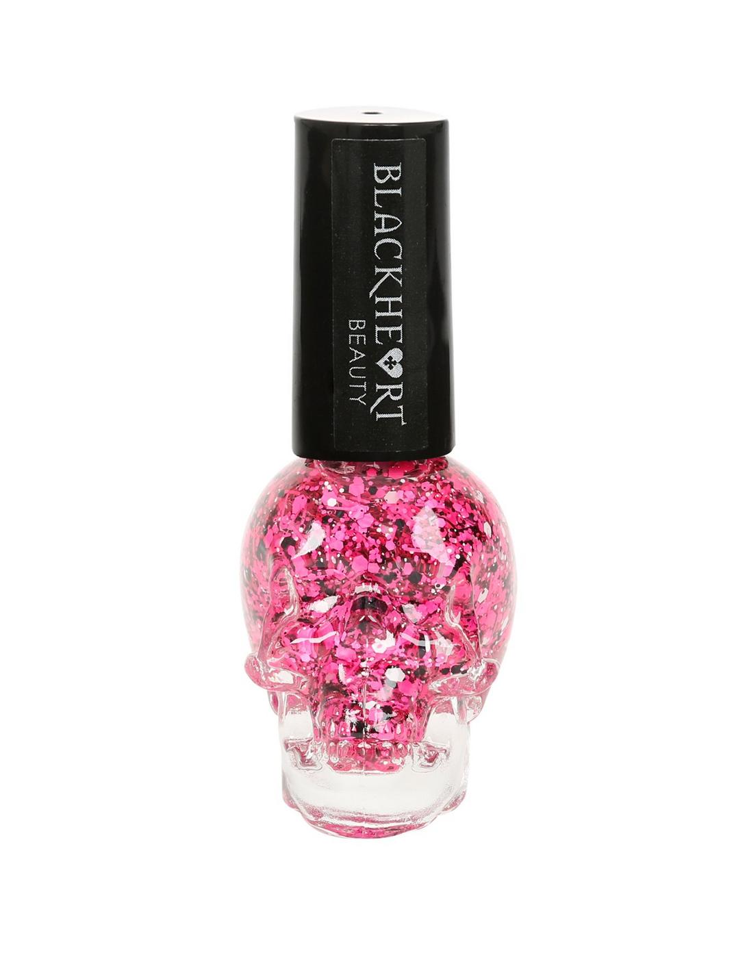 Blackheart Beauty Pink Black & White Splatter Nail Polish, , hi-res