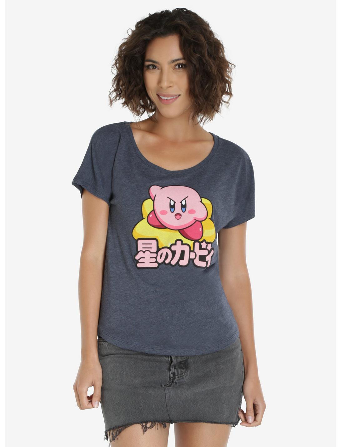 Nintendo Kirby Angry Star Womens Tee, NAVY, hi-res