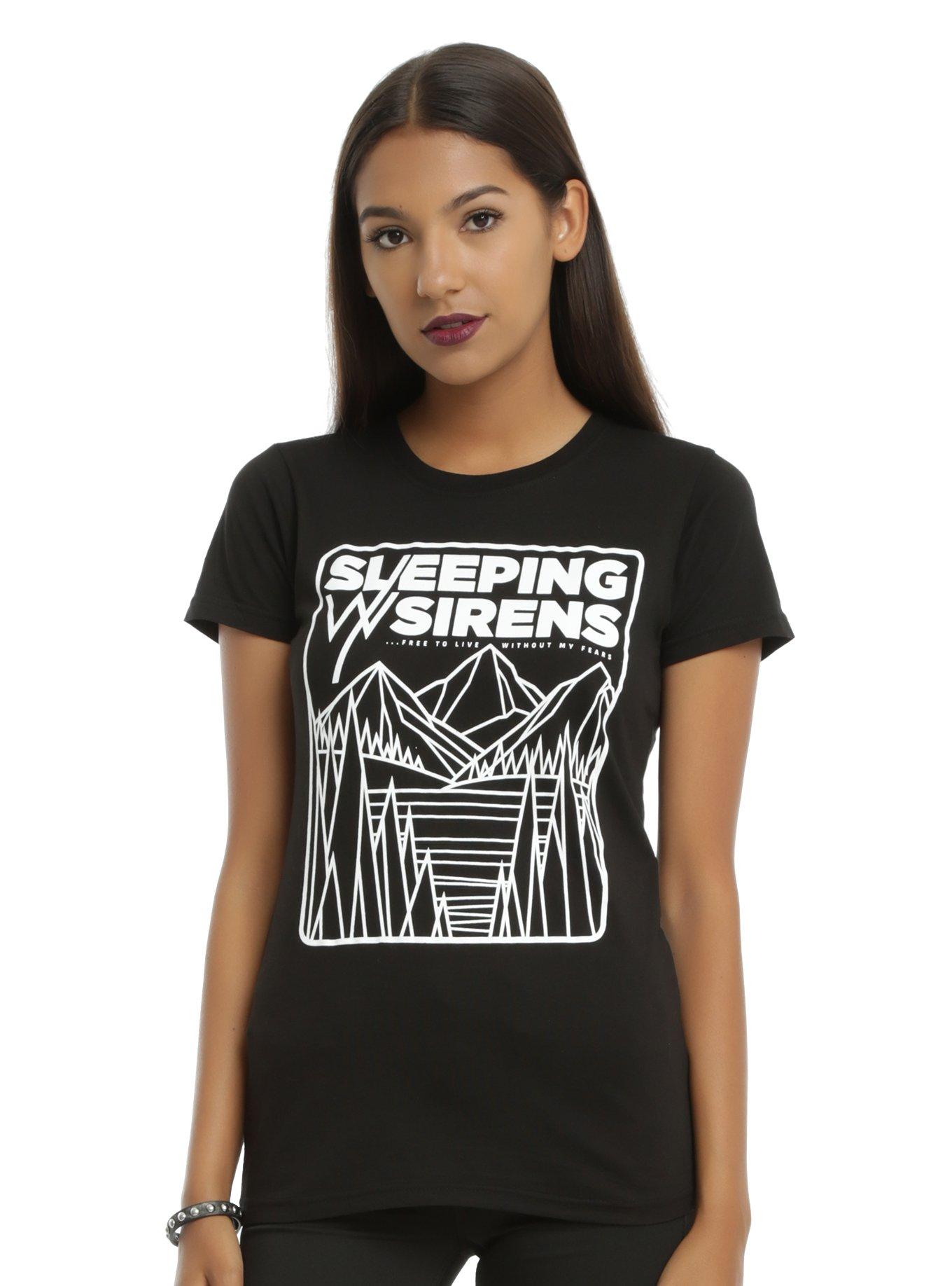 Sleeping With Sirens Mountains Girls T-Shirt, BLACK, hi-res