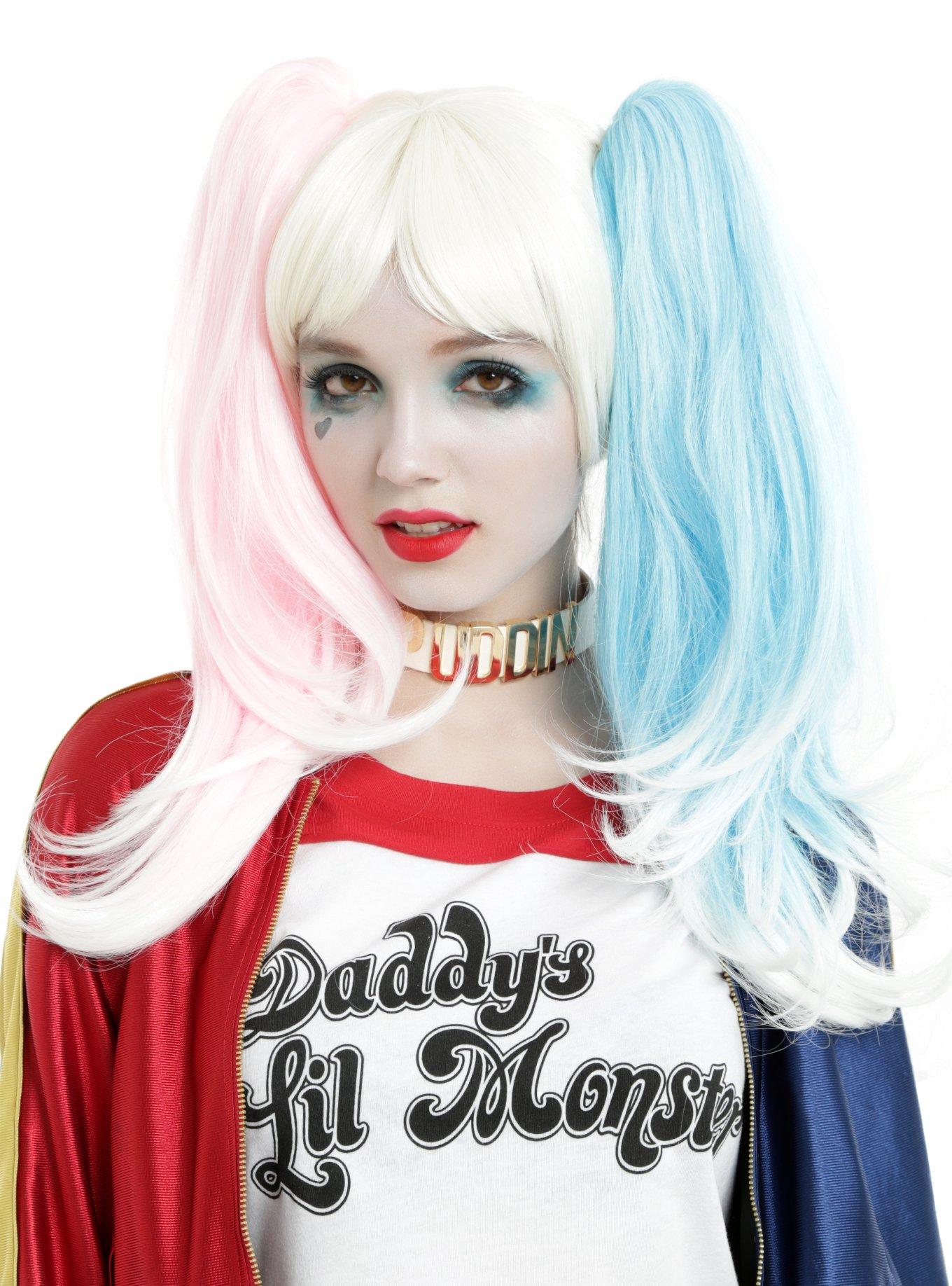 Blonde Wig With Detachable Pink & Blue Pigtails, , hi-res