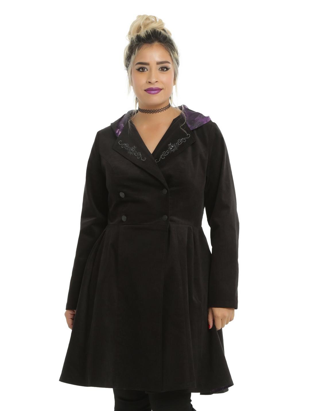 The Nightmare Before Christmas Girls Trench Coat Plus Size, BLACK, hi-res
