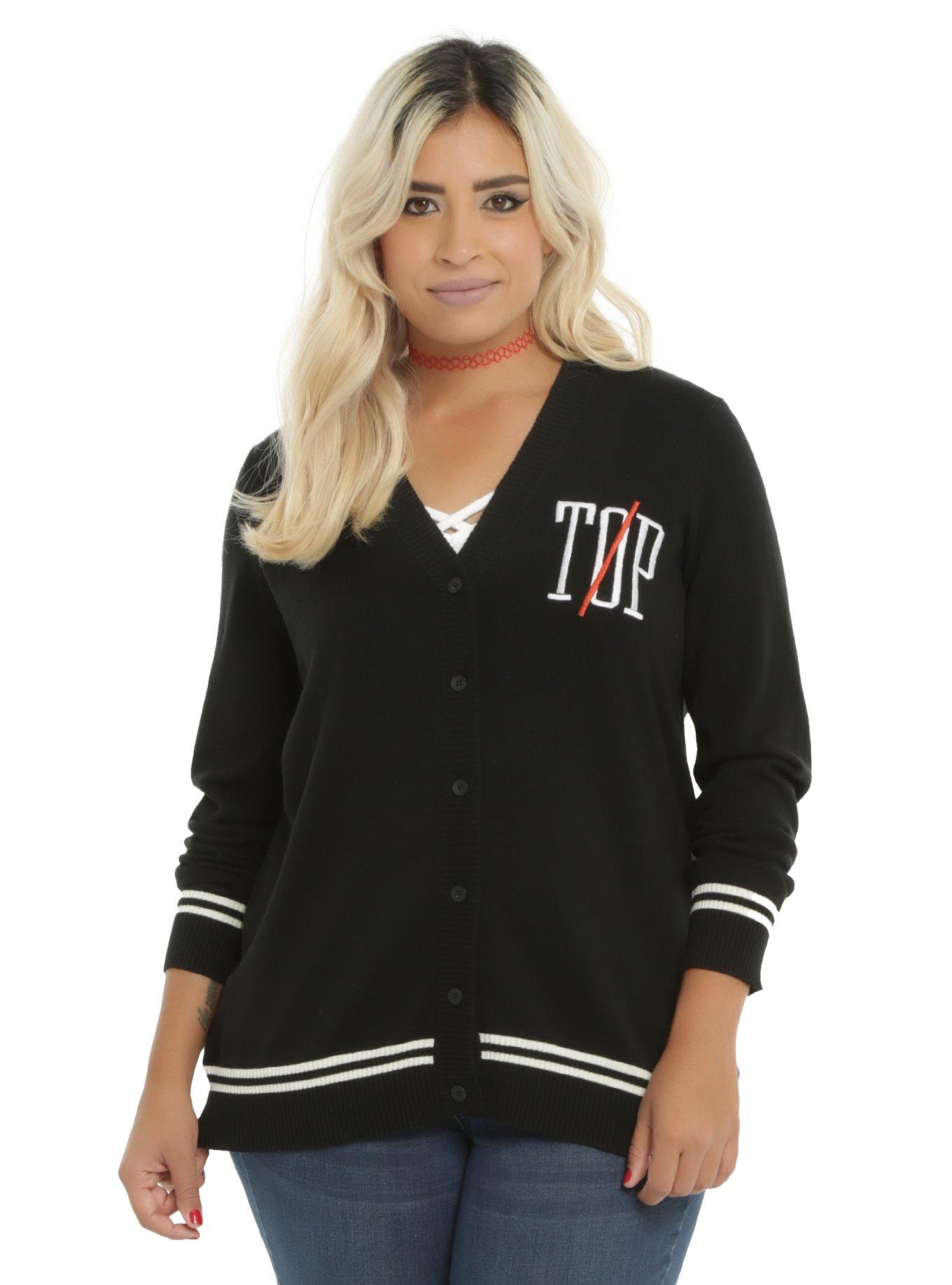Twenty One Pilots Logo Girls Cardigan Plus Size, BLACK, hi-res