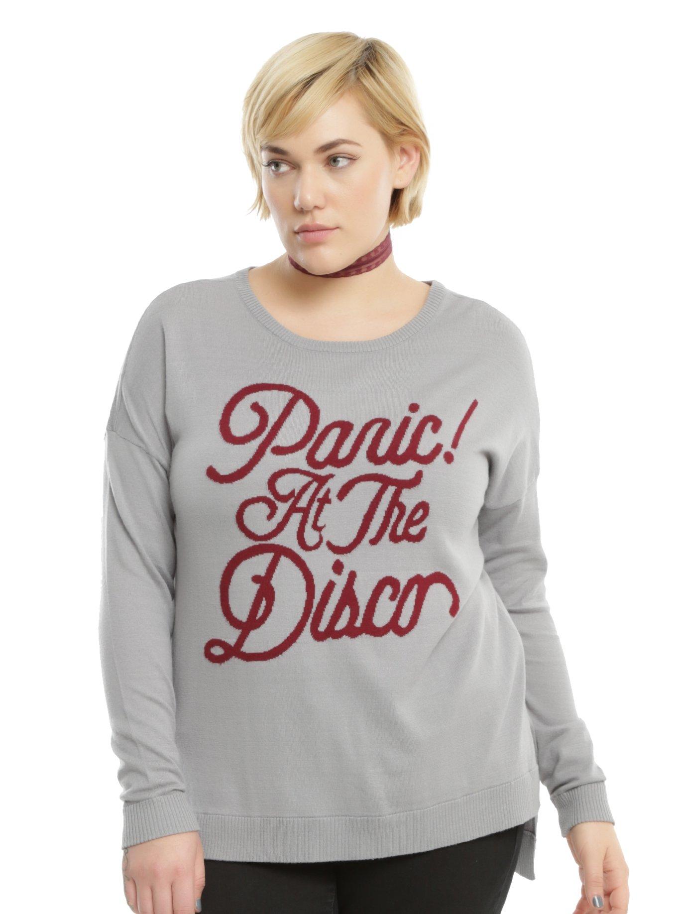 Panic! At The Disco Logo Intarsia Girls Sweater Plus Size, BLACK, hi-res