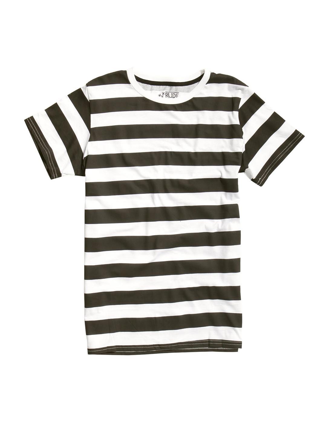 XXX RUDE Black & White Striped T-Shirt, STRIPES, hi-res