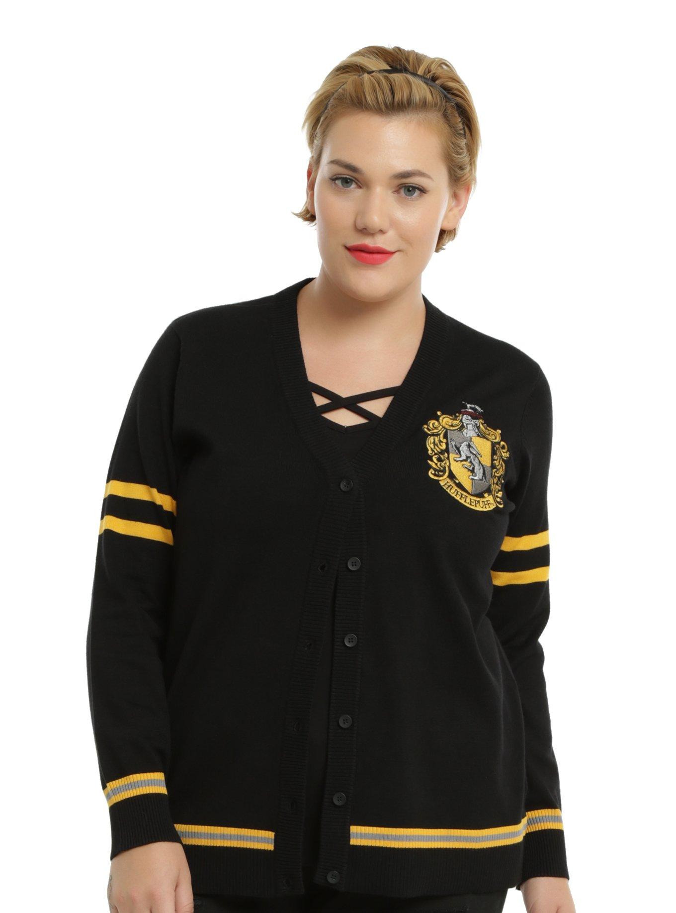 Harry Potter Hufflepuff Girls Cardigan Plus Size, BLACK, hi-res