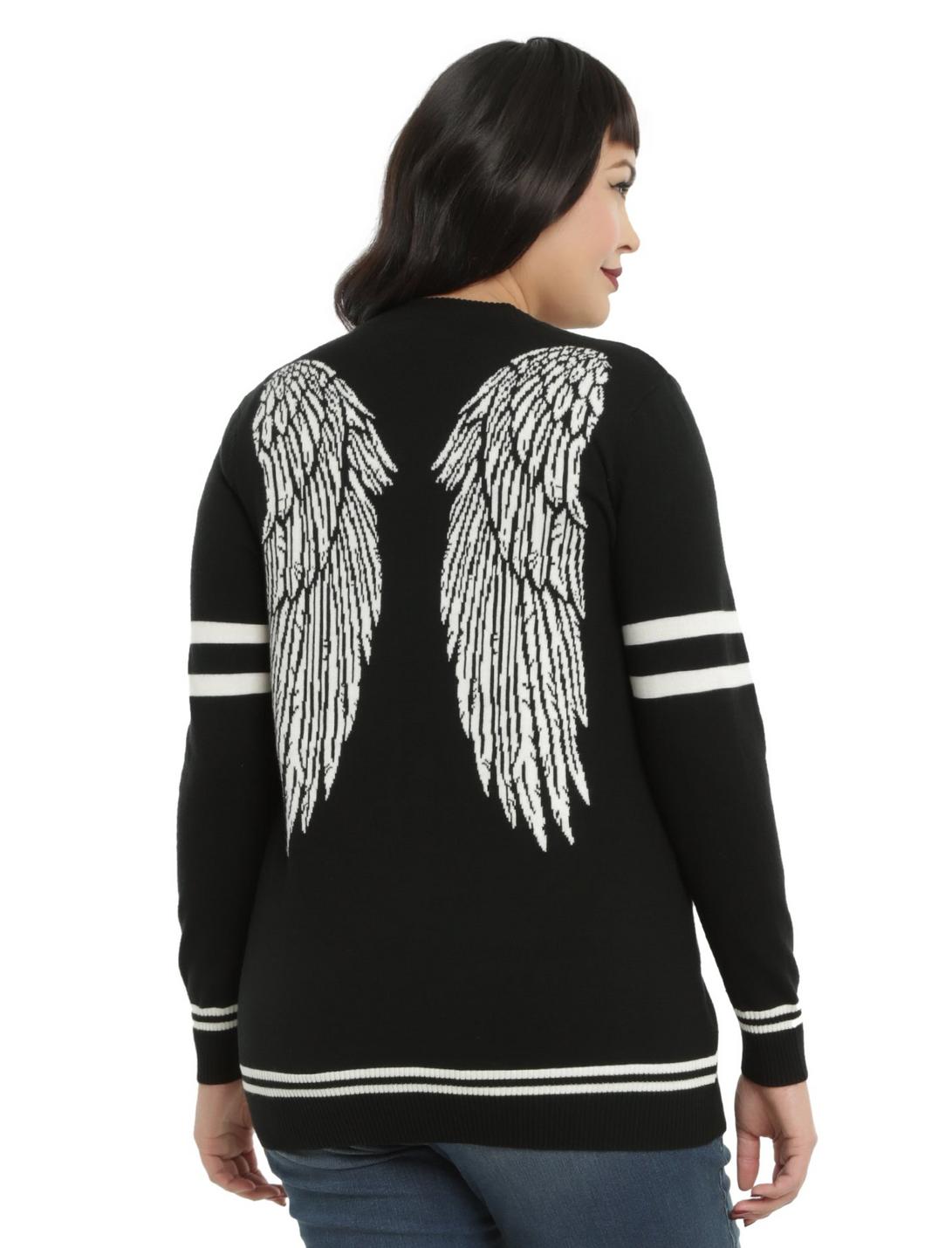 Supernatural Castiel Wings Girls Cardigan Plus Size, BLACK, hi-res