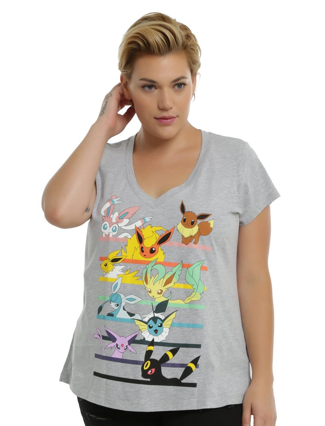 Pokemon Eevee Evolutions Girls T-Shirt Plus Size, GREY, hi-res