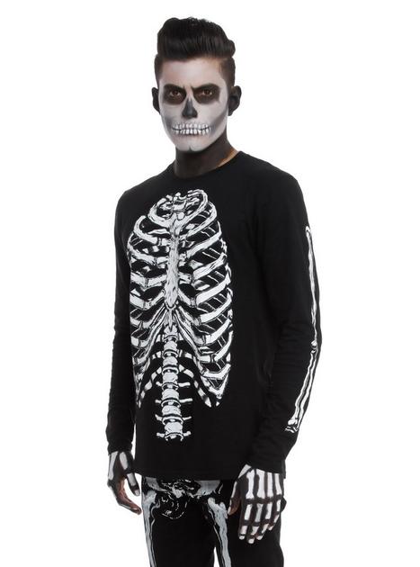 XXX RUDE Skeleton Black Long-Sleeve T-Shirt Hot Topic