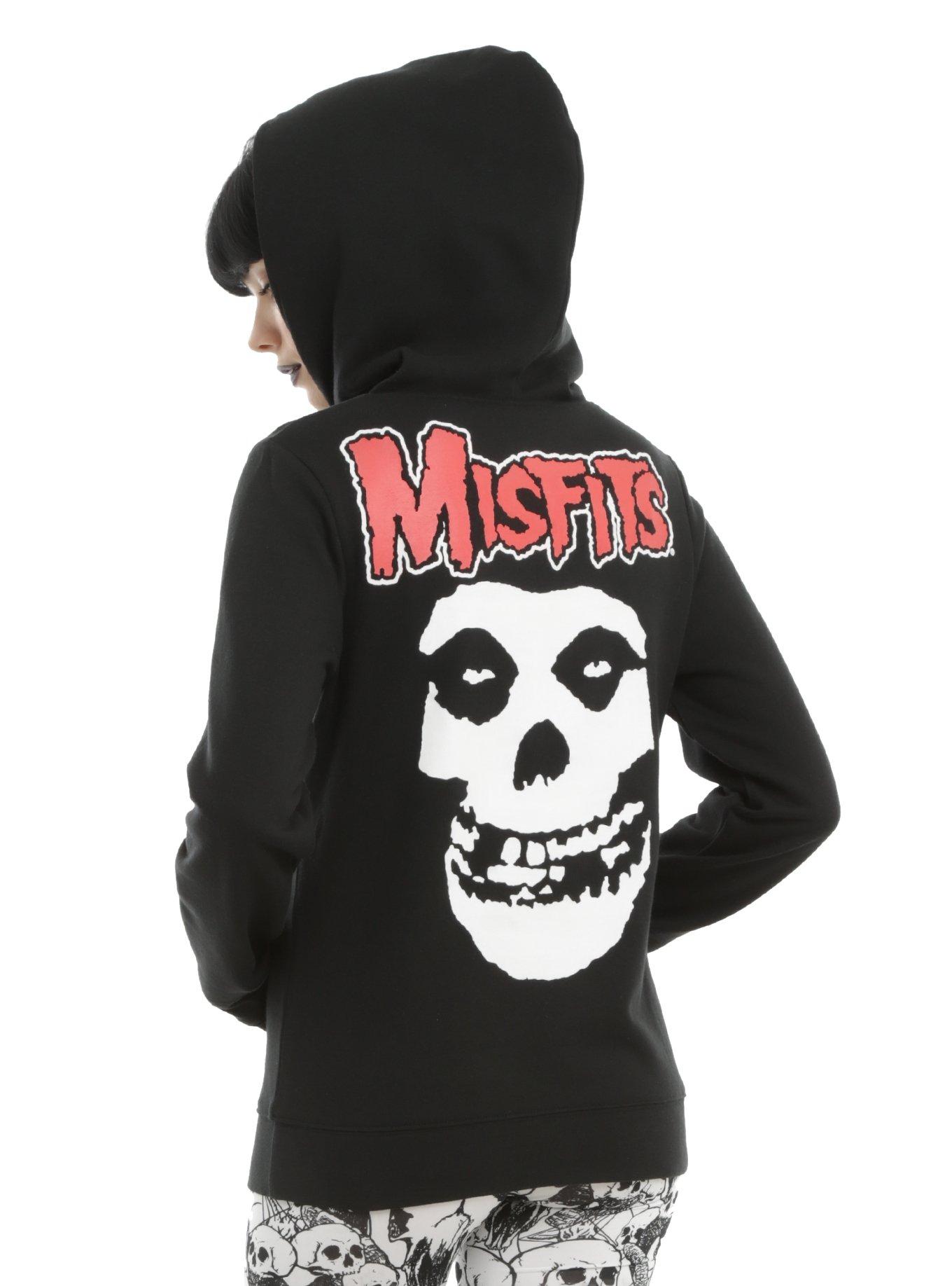Misfits Red Plaid Cowl Neck Girls Hoodie, BLACK, hi-res