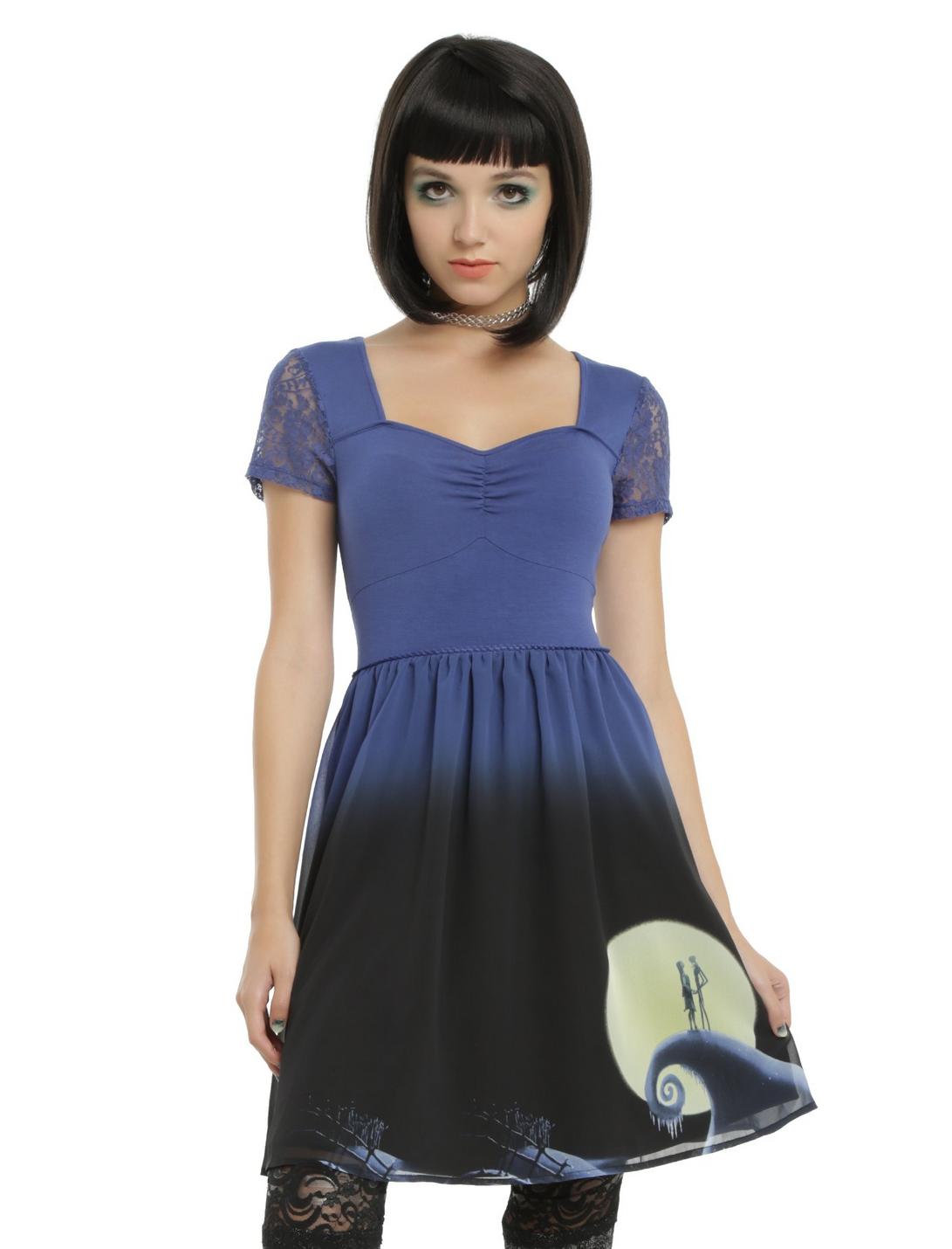 The Nightmare Before Christmas Snow Hill Lace Dress, BLACK, hi-res