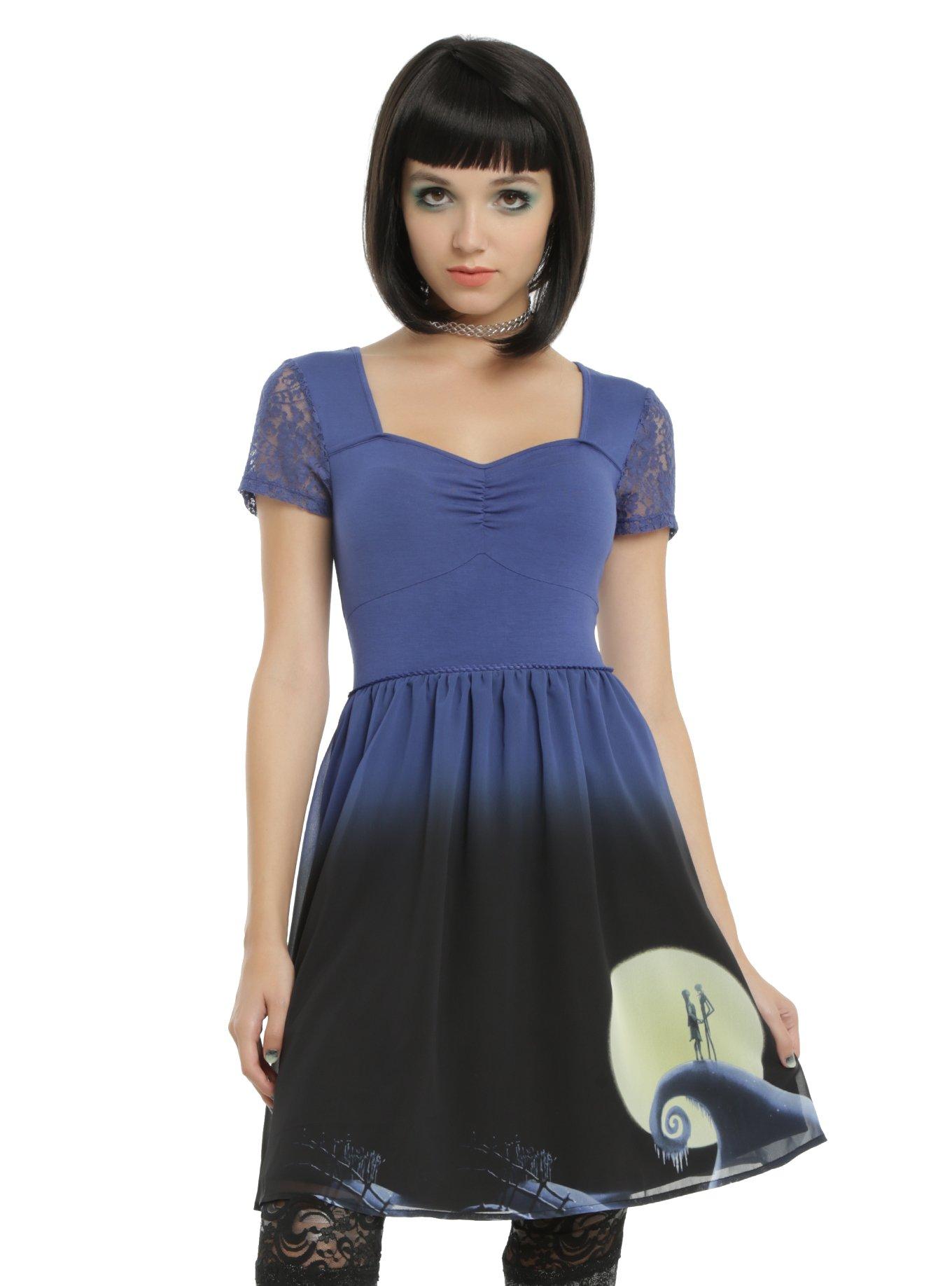 The Nightmare Before Christmas Snow Hill Lace Dress, BLACK, hi-res