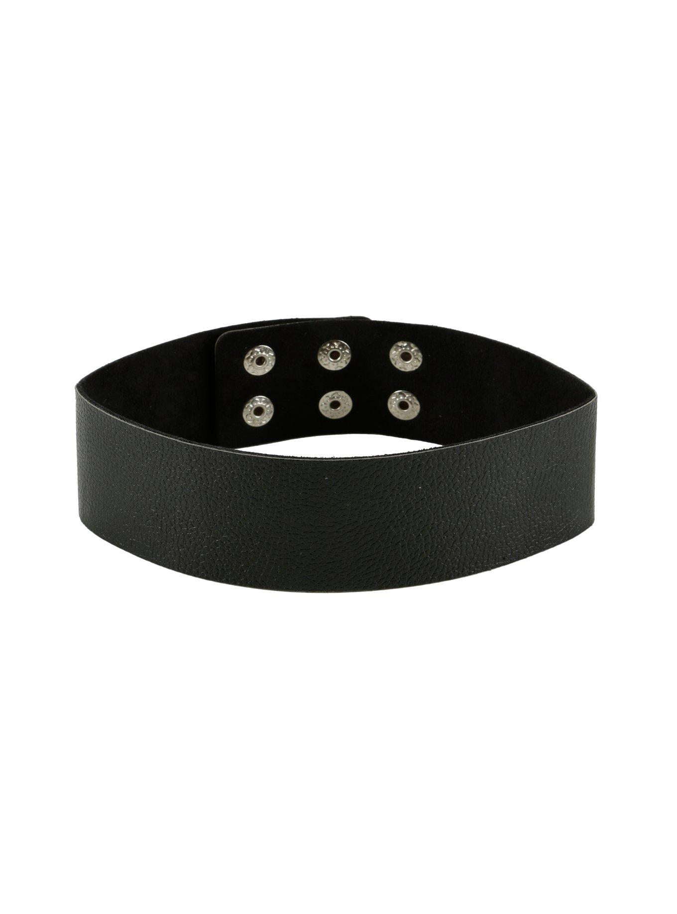 Blackheart Black Faux Leather Thick Choker, , hi-res