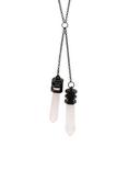 Blackheart Matte Black Double Pink Crystal Long Necklace, , hi-res