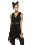 Black Sleeveless Lace Detail Dress, BLACK, hi-res