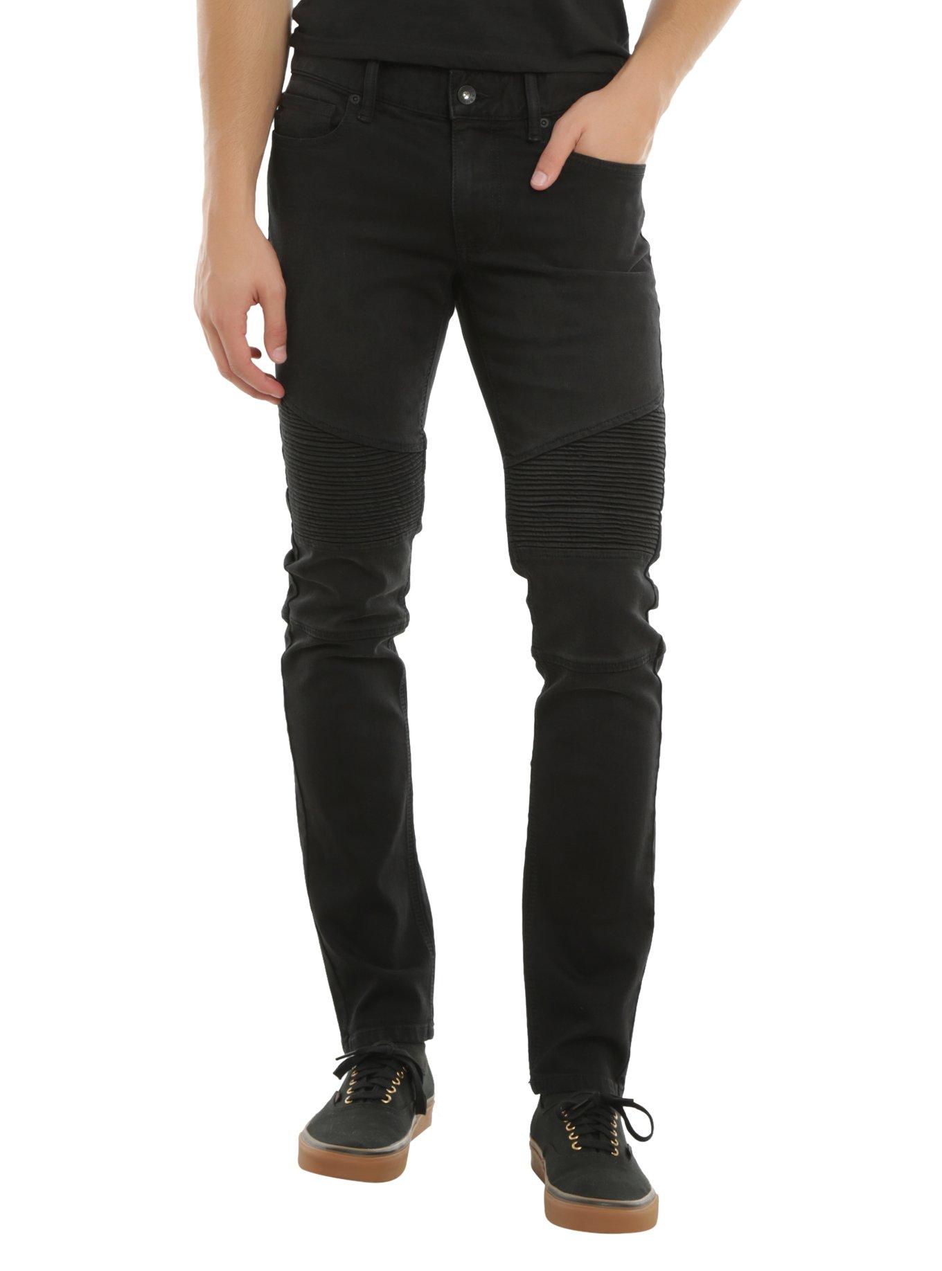 XXX RUDE Black Skinny Moto Jeans, BLACK, hi-res