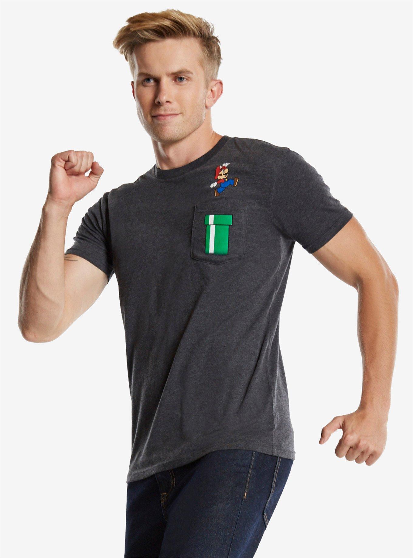 Nintendo Super Mario Bros. Pipe Pocket T-Shirt, CHARCOAL, hi-res