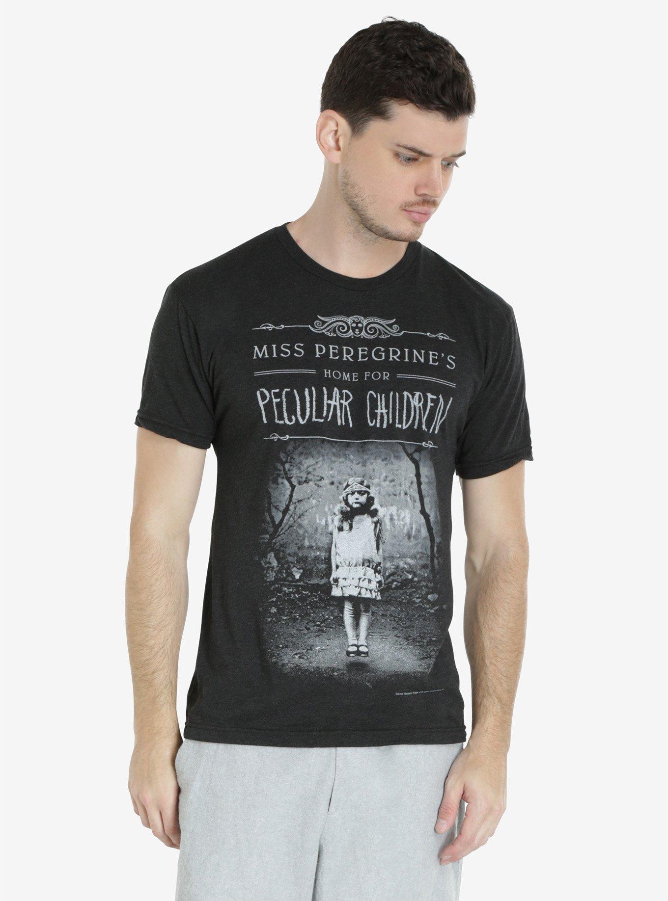 Women's T-Shirts [Out of Print] Ransom Riggs / Miss Peregrine's  for Peculiar Children Scoop Neck Tee (Black) (Womens) Miss Peregrine's Home For Peculiar Children T-Shirt | BoxLunch