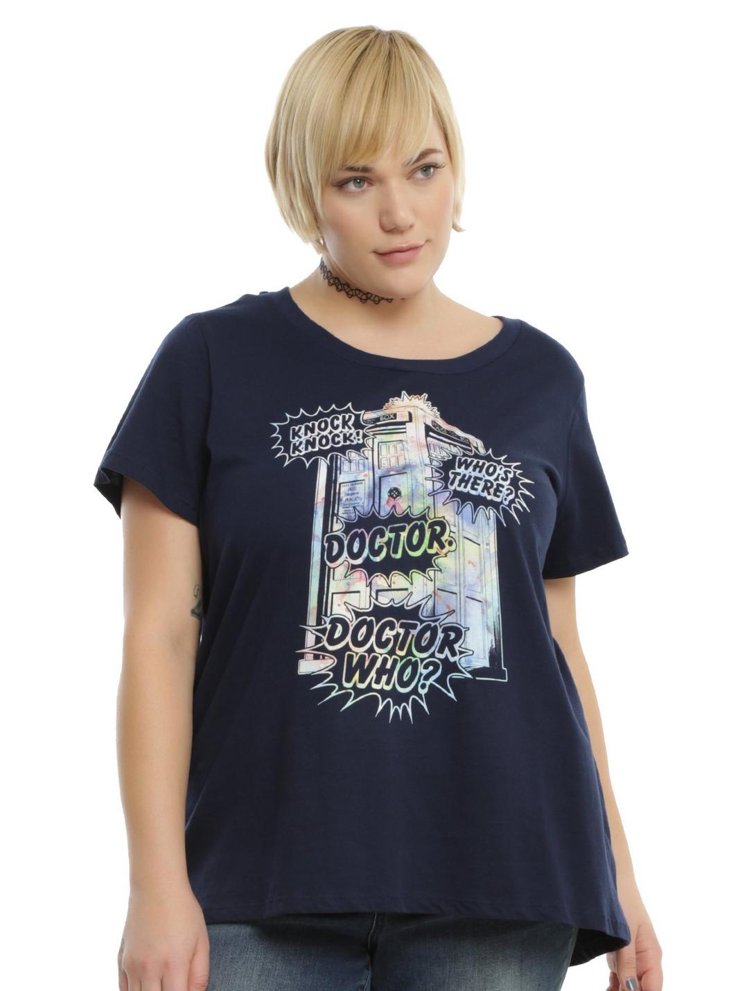 Doctor Who Watercolor TARDIS Girls T-Shirt Plus Size, BLACK, hi-res
