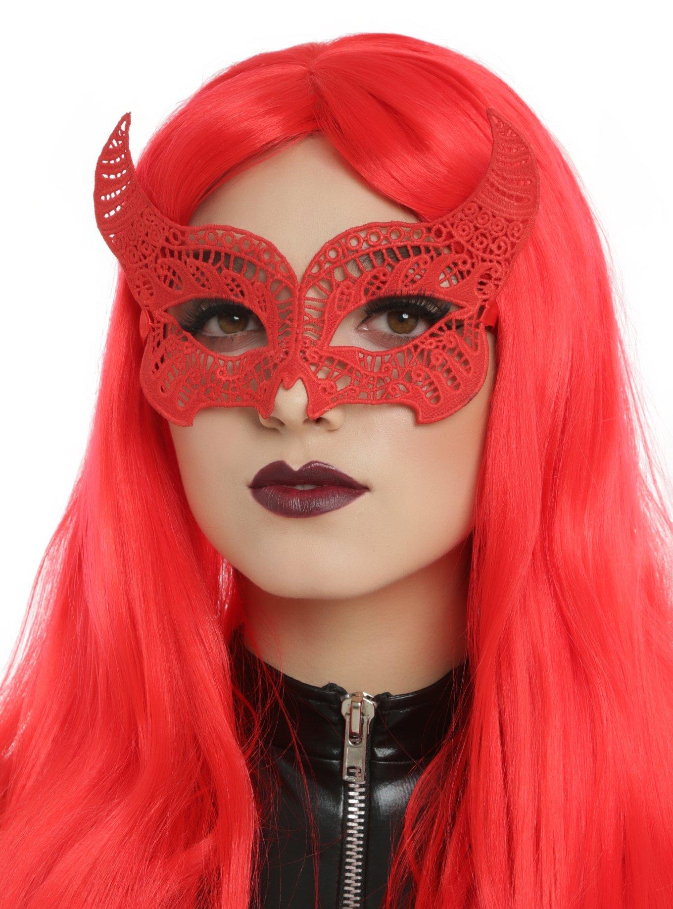 Devil Lace Masquerade Mask, , hi-res