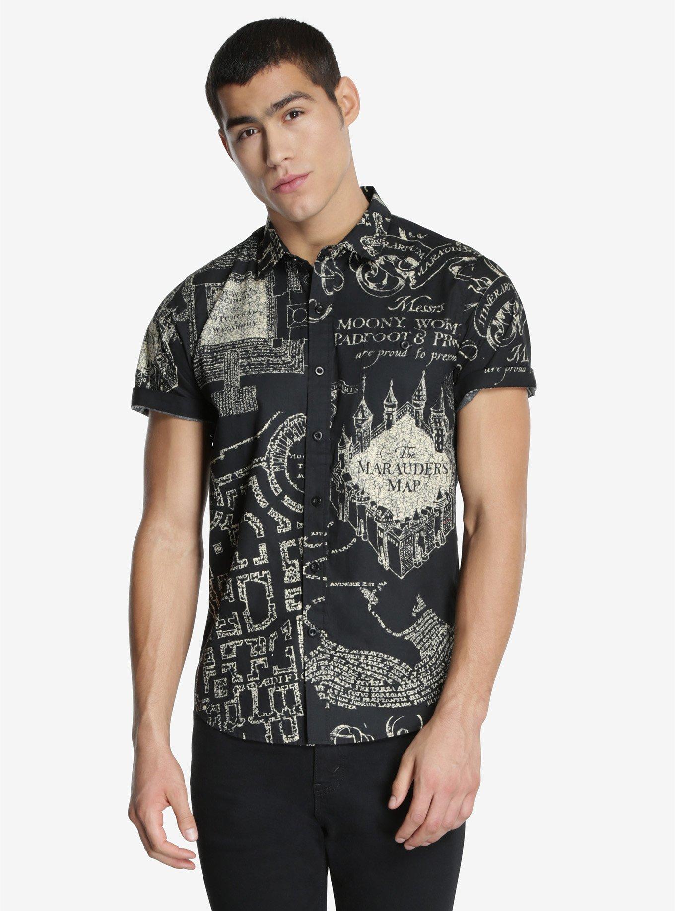 Harry Potter The Marauder's Map Woven Button-Up, MULTI, hi-res