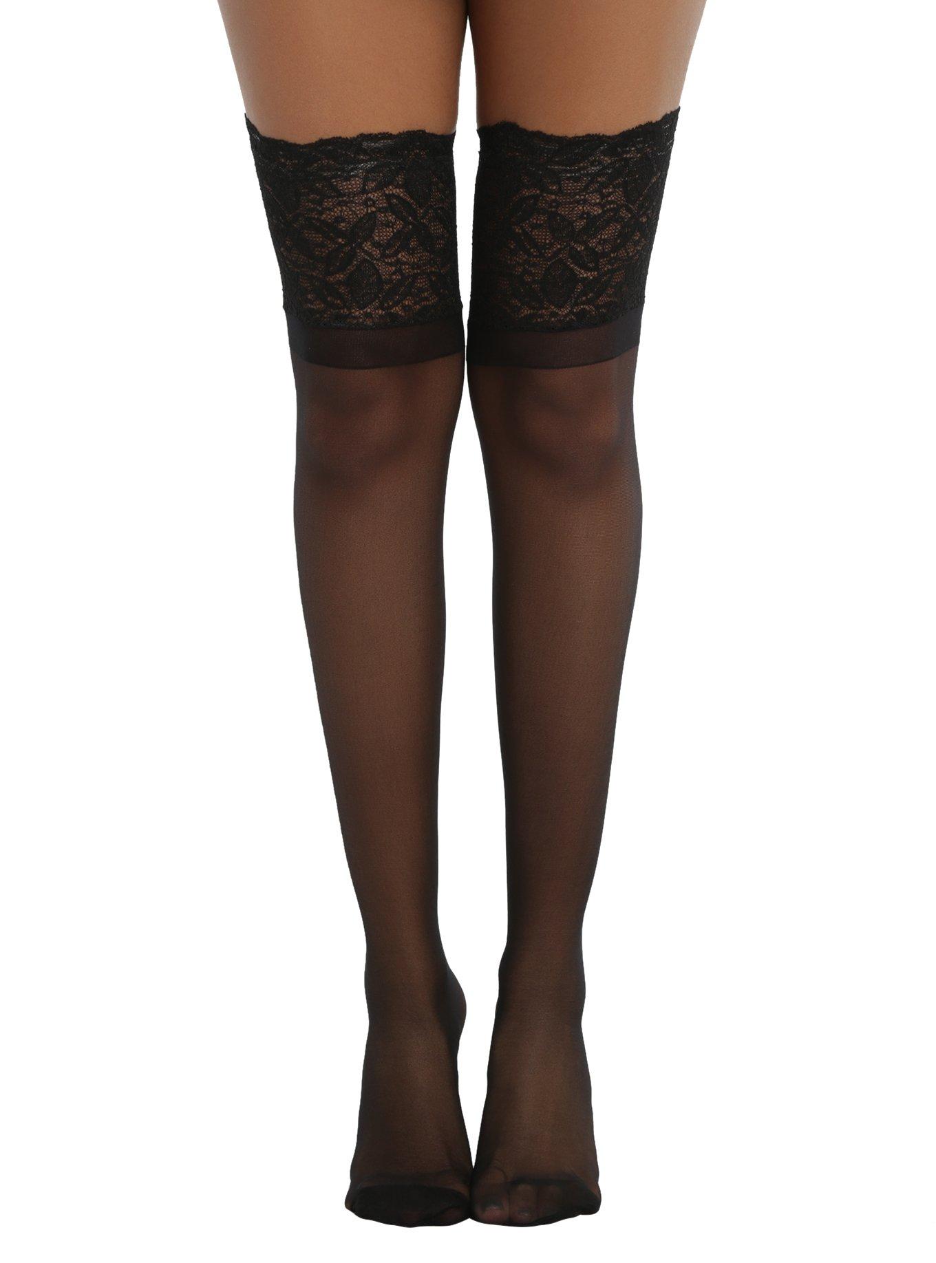 Blackheart Sheer Black Large Lace Cuff Thigh Highs Hot Topic 6047