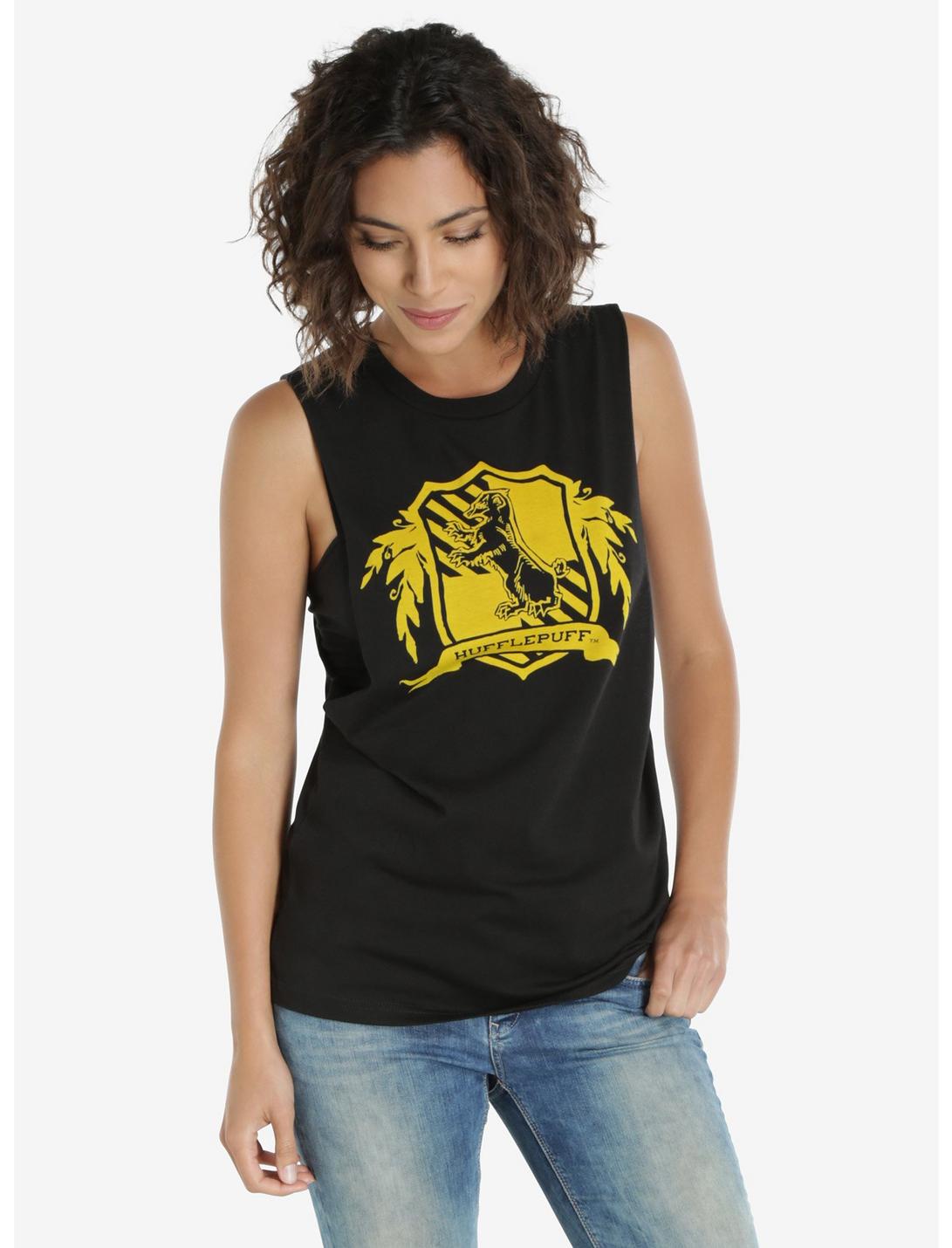 Harry Potter Hufflepuff Womens Muscle Top, BLACK, hi-res