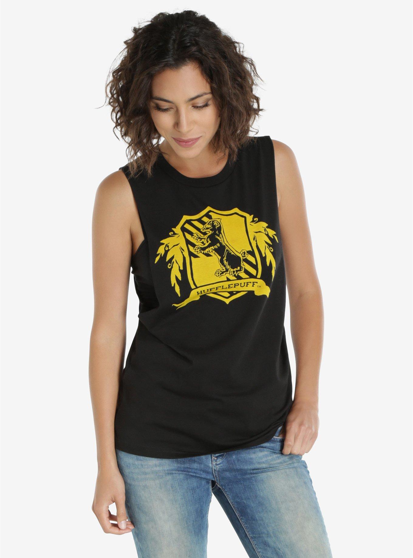 Harry Potter Hufflepuff Womens Muscle Top, BLACK, hi-res
