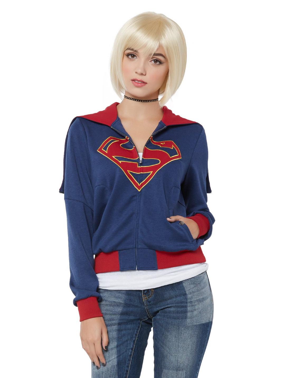 DC Comics DC TV Supergirl Girls Hooded Jacket, BLUE, hi-res