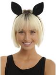 Black Flocked Bunny Ear Headband, , hi-res