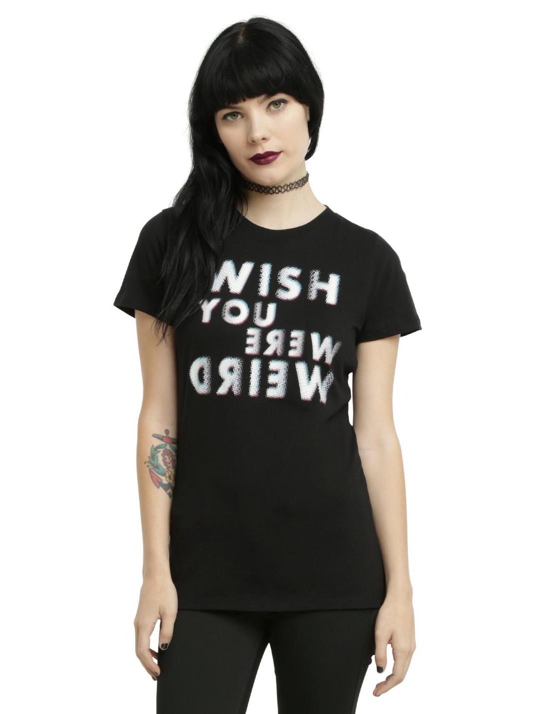 Wish You Were Weird Girls T-Shirt, BLACK, hi-res