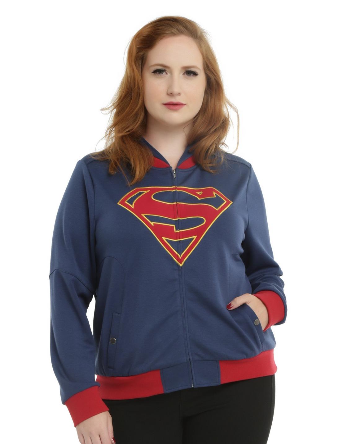 DC Comics DC TV Supergirl Girls Hooded Jacket Plus Size, BLUE, hi-res