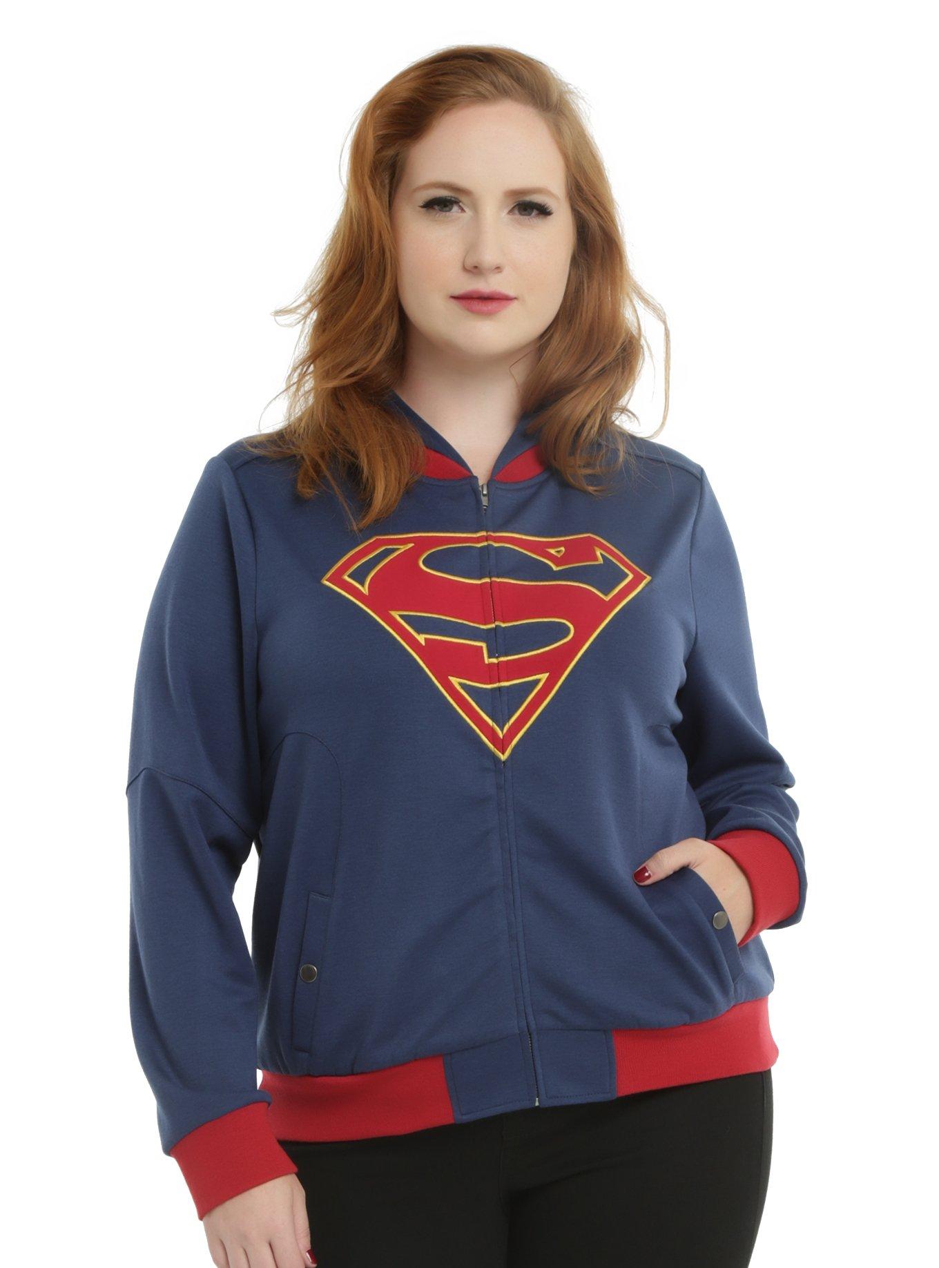 DC Comics DC TV Supergirl Girls Hooded Jacket Plus Size, BLUE, hi-res