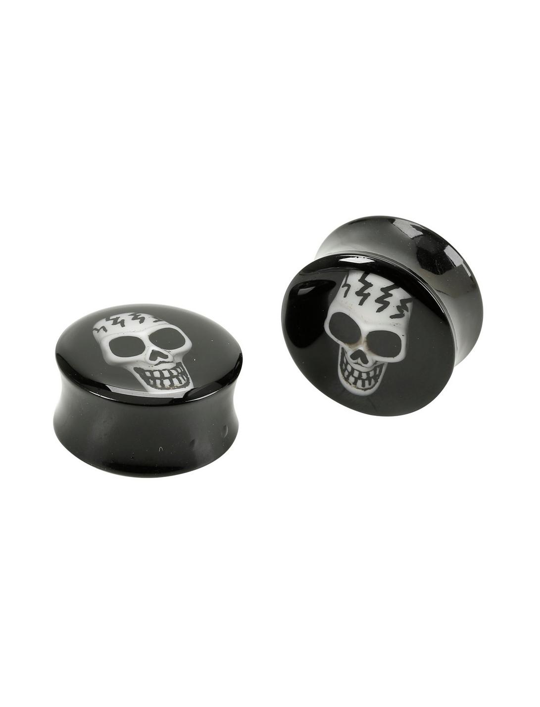 Acrylic Black Skull Inlay Plug 2 Pack, MULTI, hi-res