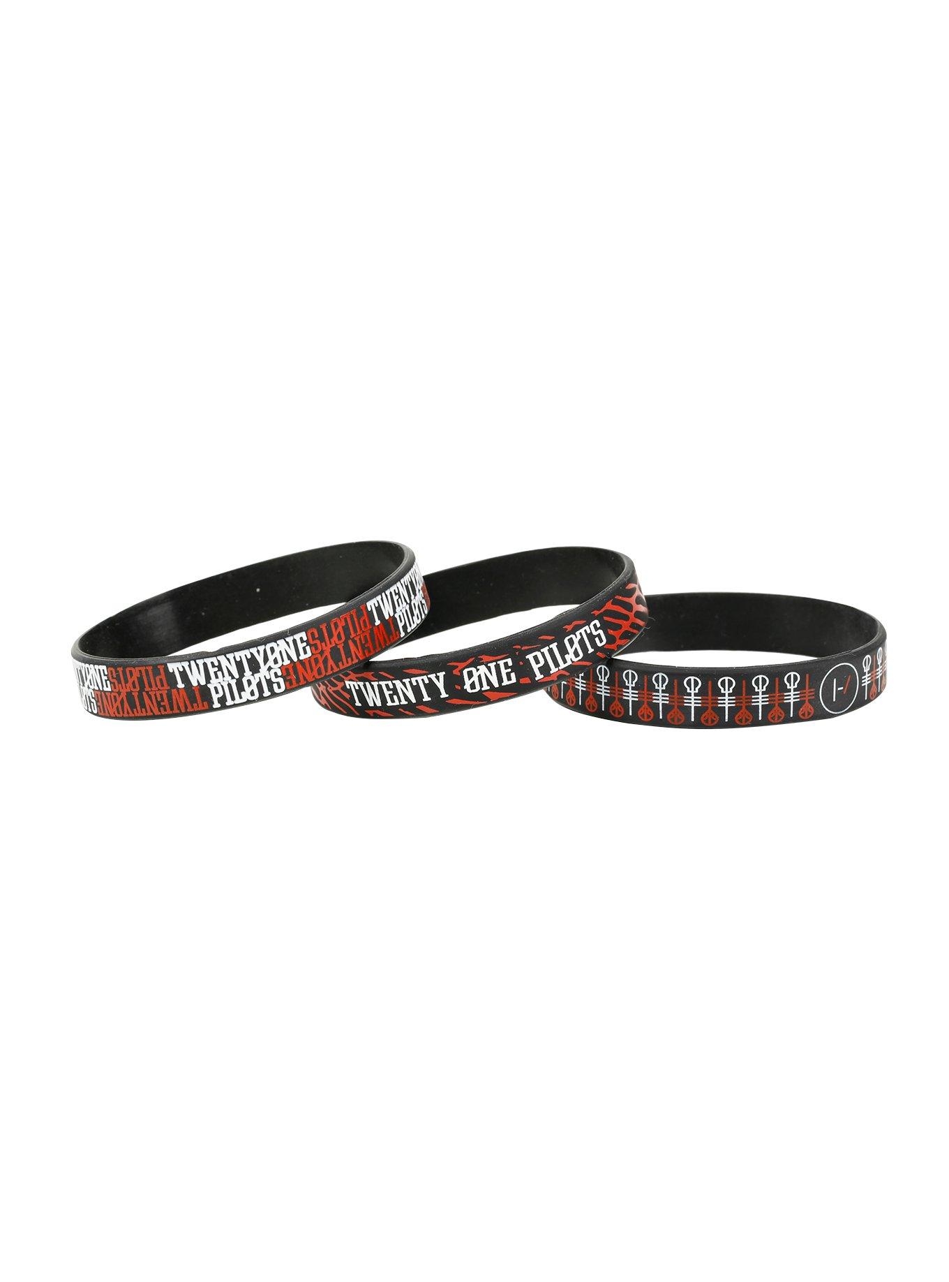 Twenty One Pilots Logos Rubber Bracelet 3 Pack, , hi-res