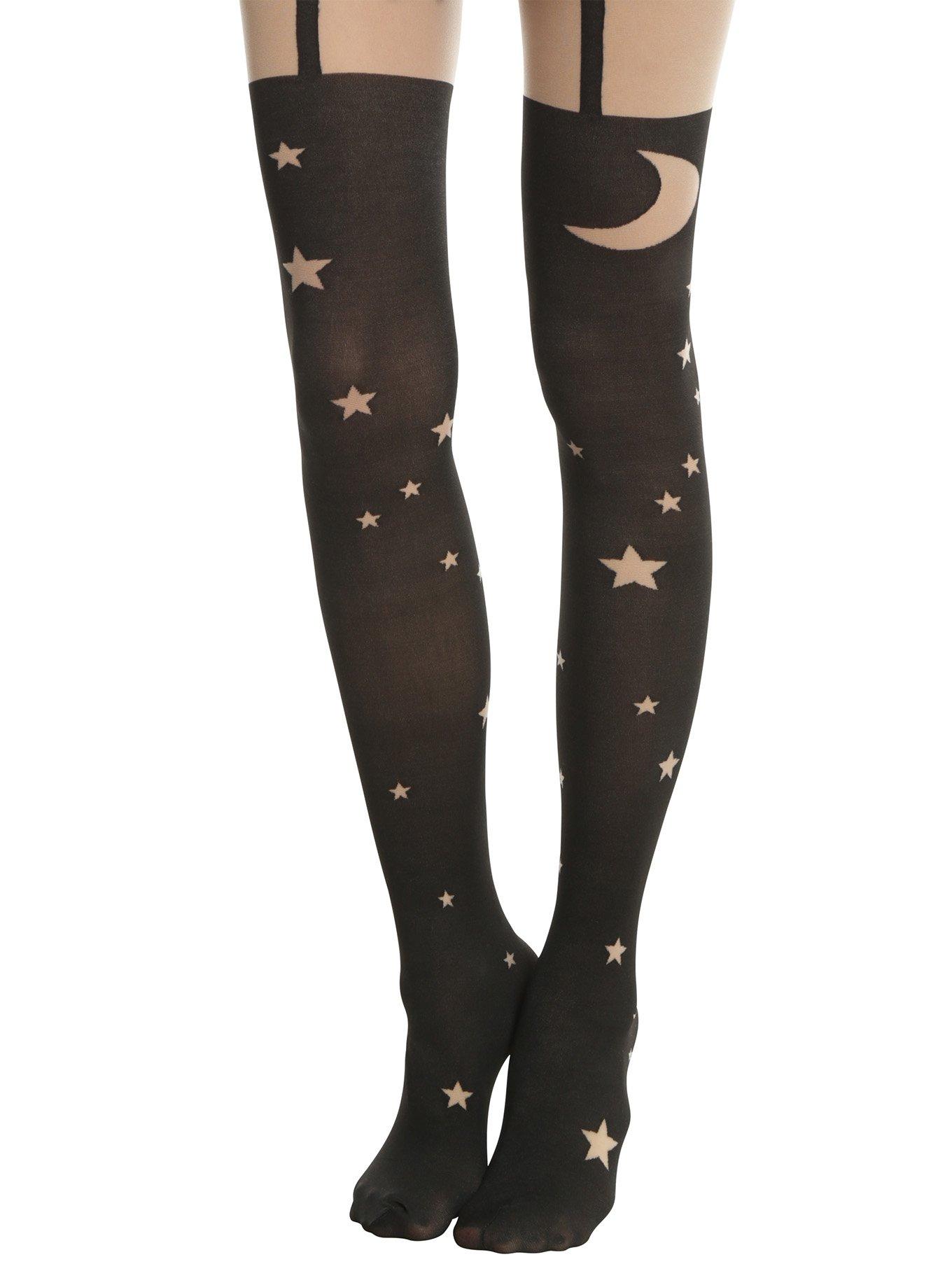 Blackheart Moon & Stars Faux Thigh High Tights