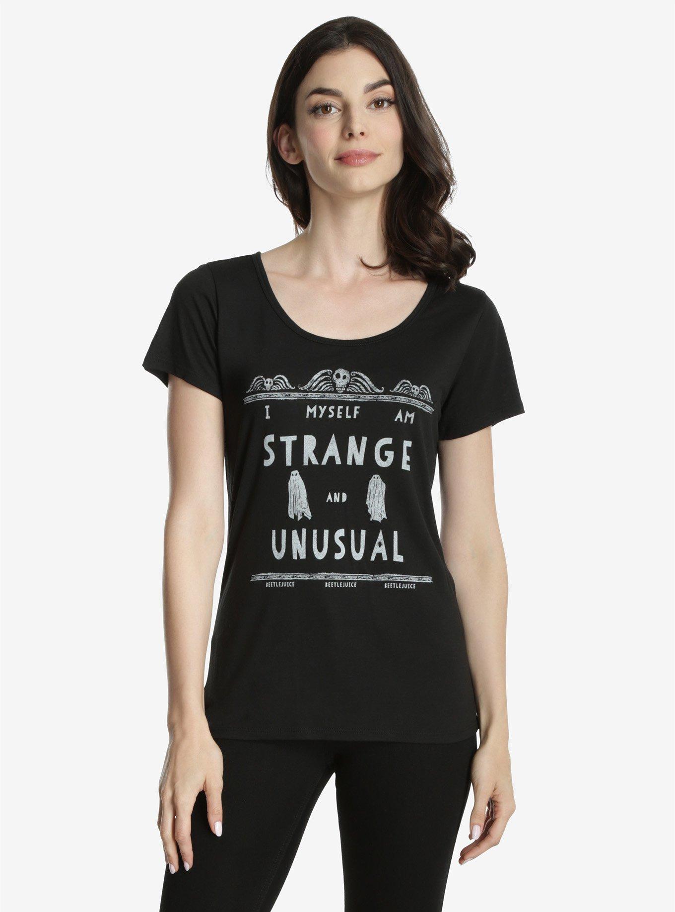 Beetlejuice Strange And Unusual Womens Tee, BLACK, hi-res