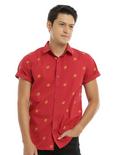 DC Comics DC TV The Flash Logo Woven Button-Up, RED, hi-res