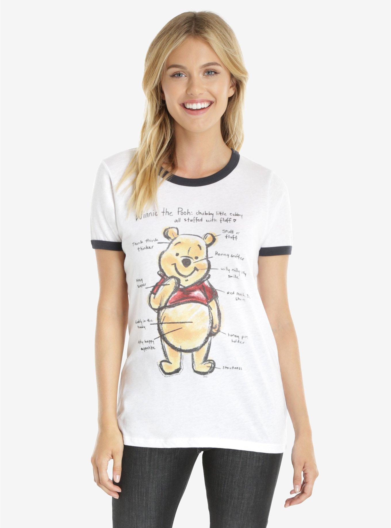 Junk Food Disney Winnie The Pooh Diagram Womens Ringer Tee, WHITE, hi-res