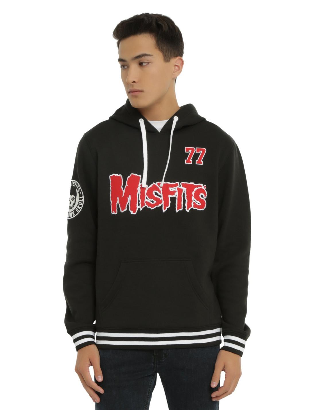 Misfits Red Logo Athletic Hoodie, BLACK, hi-res