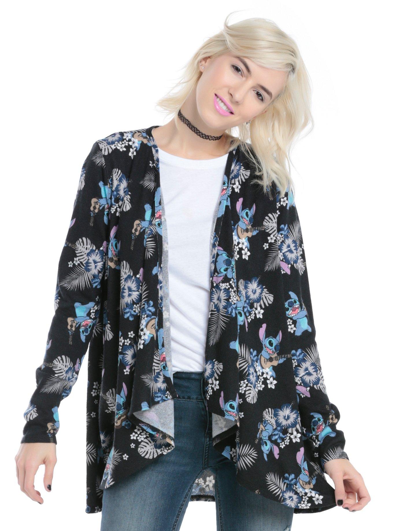 Disney Lilo & Stitch Tropical Girls Flyaway Cardigan, BLACK, hi-res