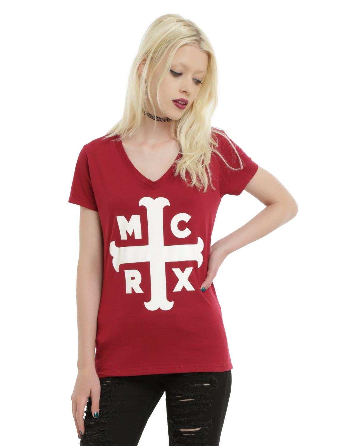 My Chemical Romance Cross Girls T-Shirt, BURGUNDY, hi-res